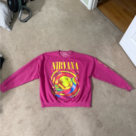 NIRVANA Sweaters - NIRVANA Pink Crew Neck Sweater